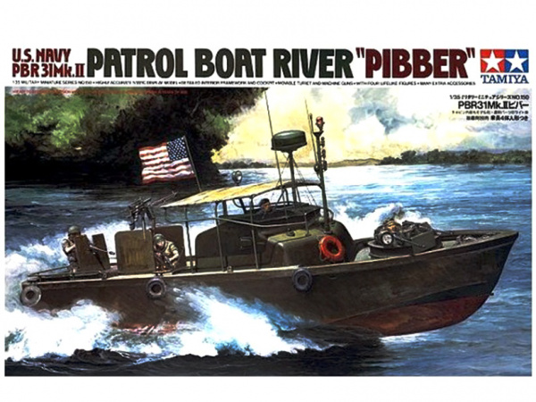 35150T Американский водометный патрульный катер PBR31MkII PIBBER с 4 фигурами и подставкой Tamiya