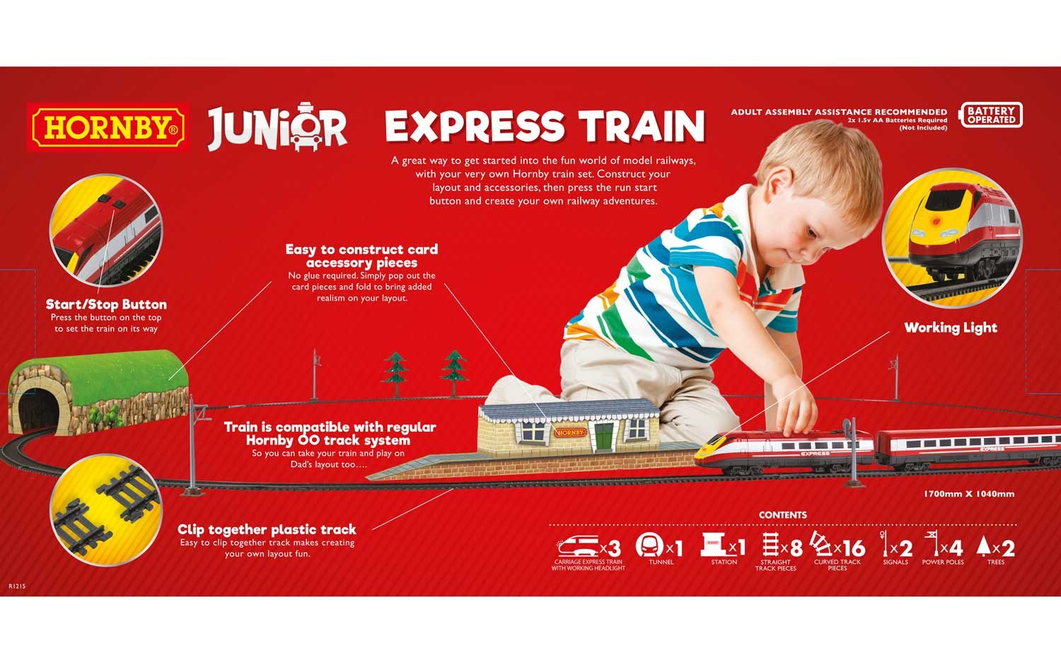 R1215 Набор Железная дорога Hornby Junior из пластмассы - Express Train' Trail Set Hornby