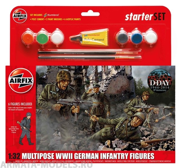 A55210 Подарочный набор фигур  Германских солдат -  WWII German Infantry Multipose Starter Set Airfix