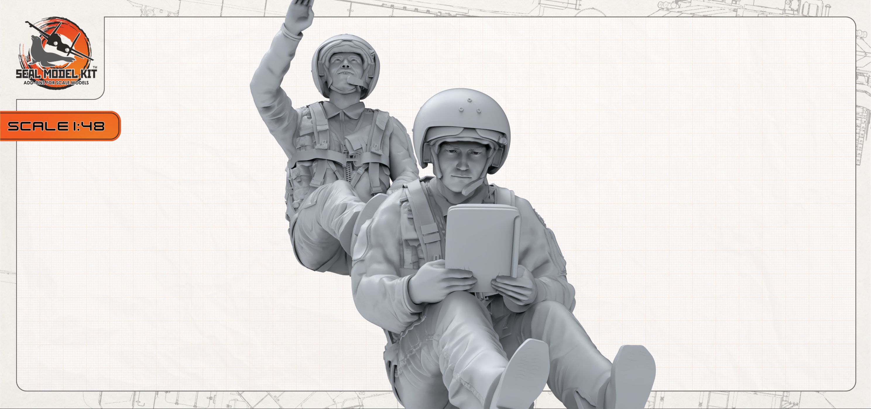 smk48064 Вертолетчики армейской авиации в кабине Seal Model Kit