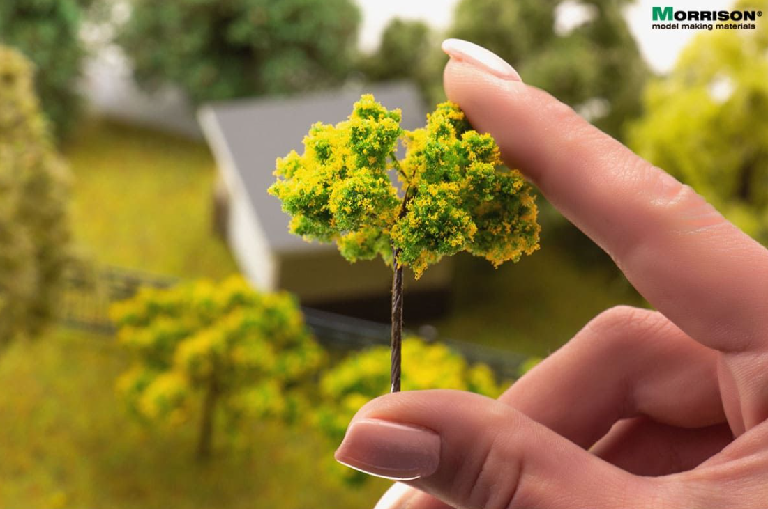 011dcv003 Жёлтое цветущее дерево для макета. Высота 5 см.