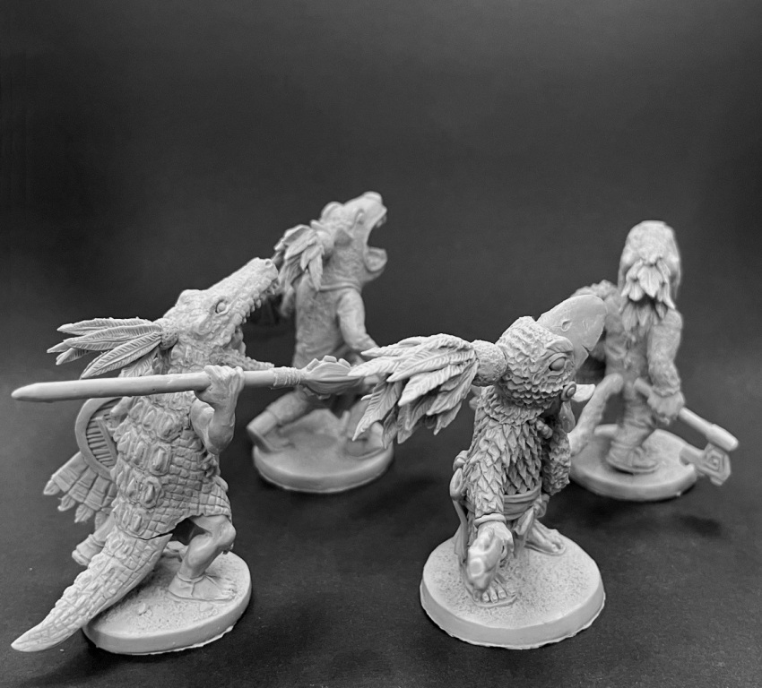 CHM-50.07. Ацтеки, набор №1. В комплекте 4 фигуры. Материал - смола. Chronos Miniatures