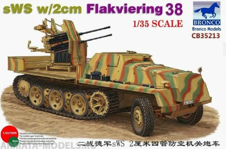 CB35213 Зенитная установка  sWS w/2cm Flakviering 38 Bronco Models