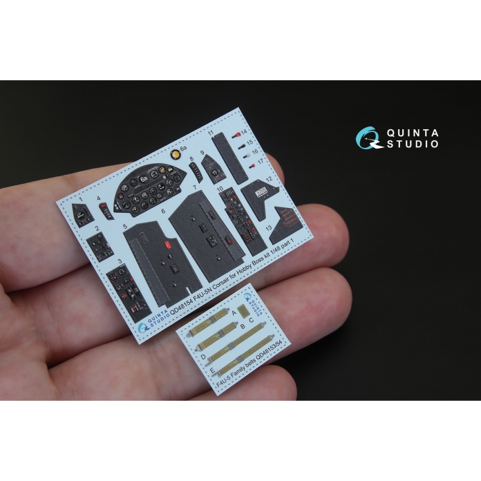 QD48154  3D Декаль интерьера кабины F4U-5N (для модели Hobby Boss)