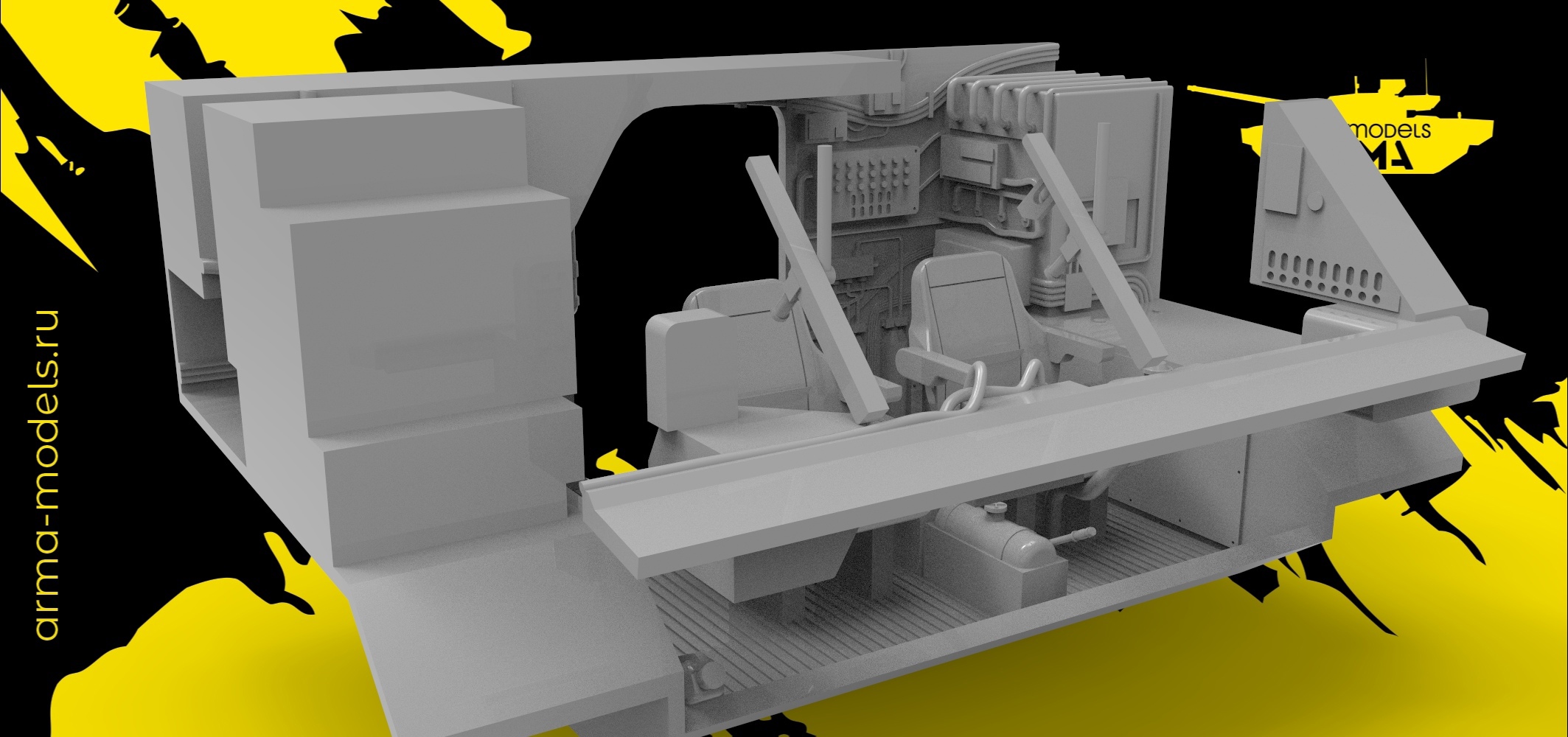 AM3703 Интерьер для Тора. Водительское отделение ( рубка управления) ТОР для модели Звезда 3633