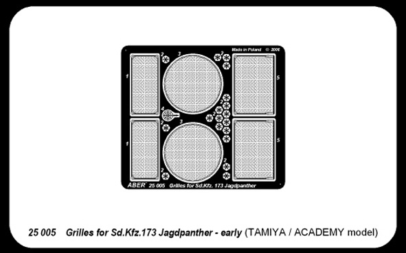 ABR-25-005  Дополнения для  Grilles for  Jagdpanther для Tamiya, Academy 1/25