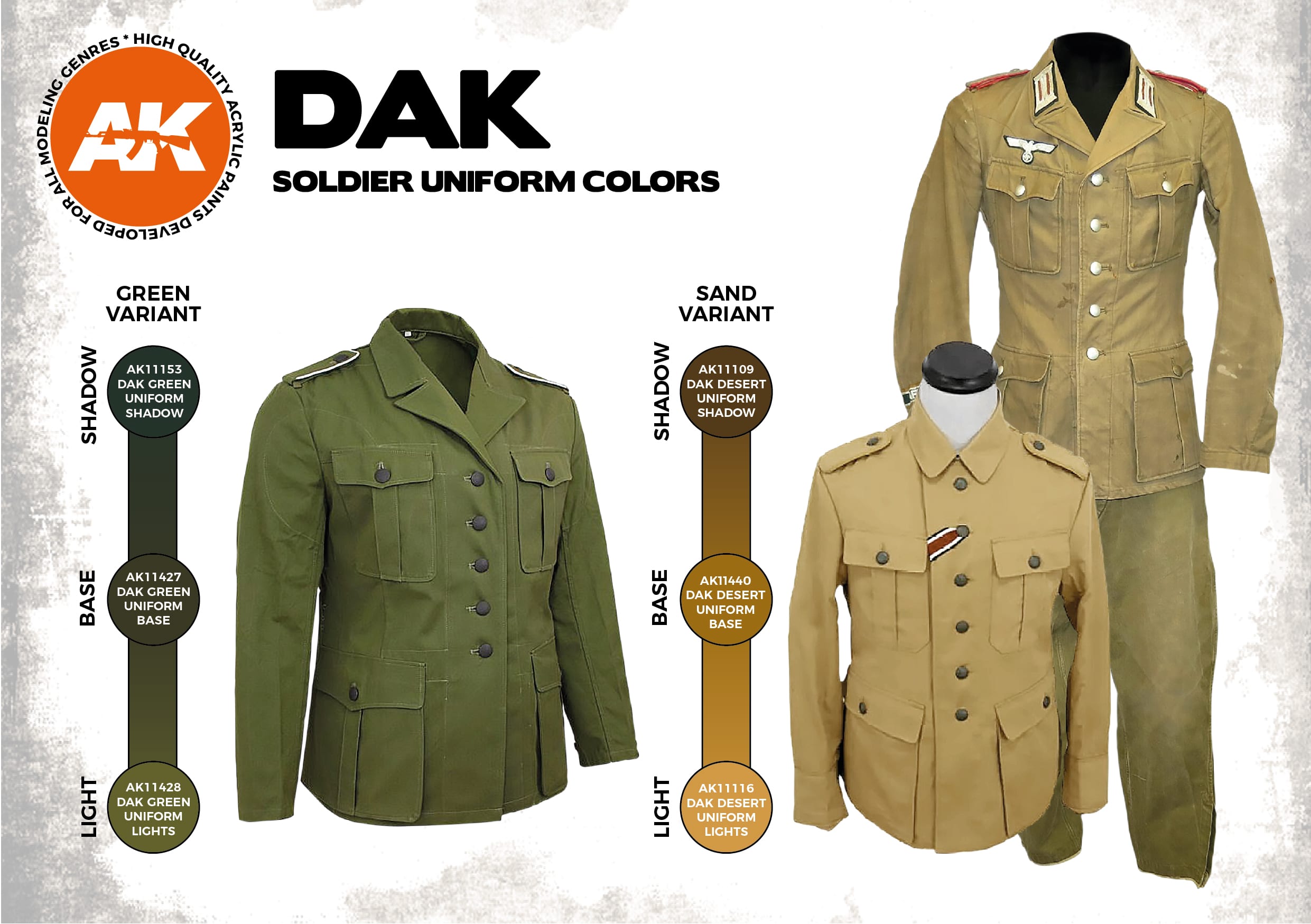 AK11628 Набор красок DAK SOLDIER UNIFORM COLORS 3G