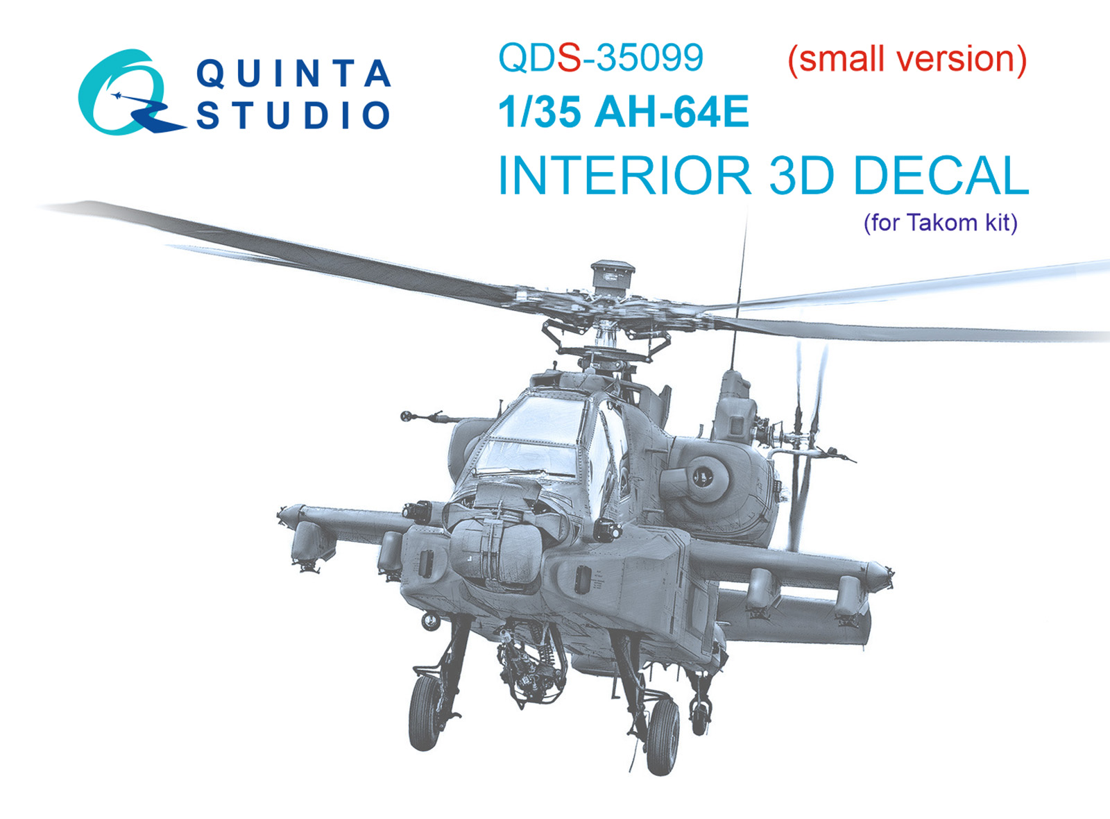 QDS-35099 3D Декаль интерьера кабины AH-64E (Takom) (Малая версия)