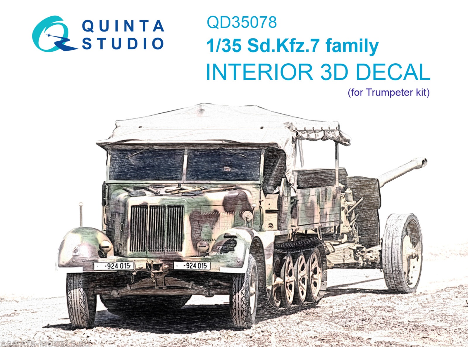QD35078 3D Декаль интерьера кабины Sd.Kfz.7 family (Trumpeter)