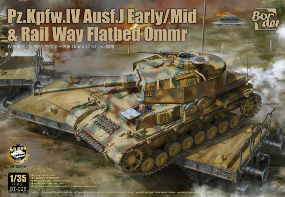 BT-025 Сборная модель Pz.Kpfw.IV Ausf. J Early/Mid & Railway Flatbed Ommr BORDER MODELS