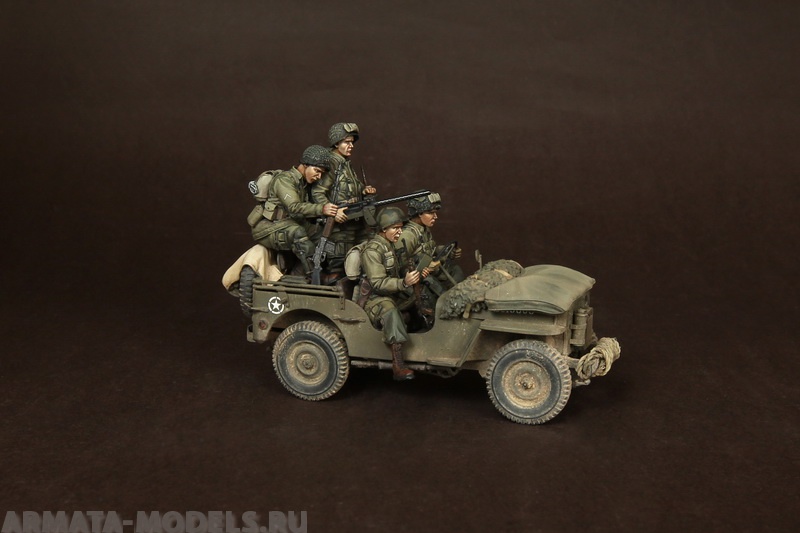 SOGA-17 US Airbornes with officer for jeep. Normandy, 1944. SOGA Miniatures