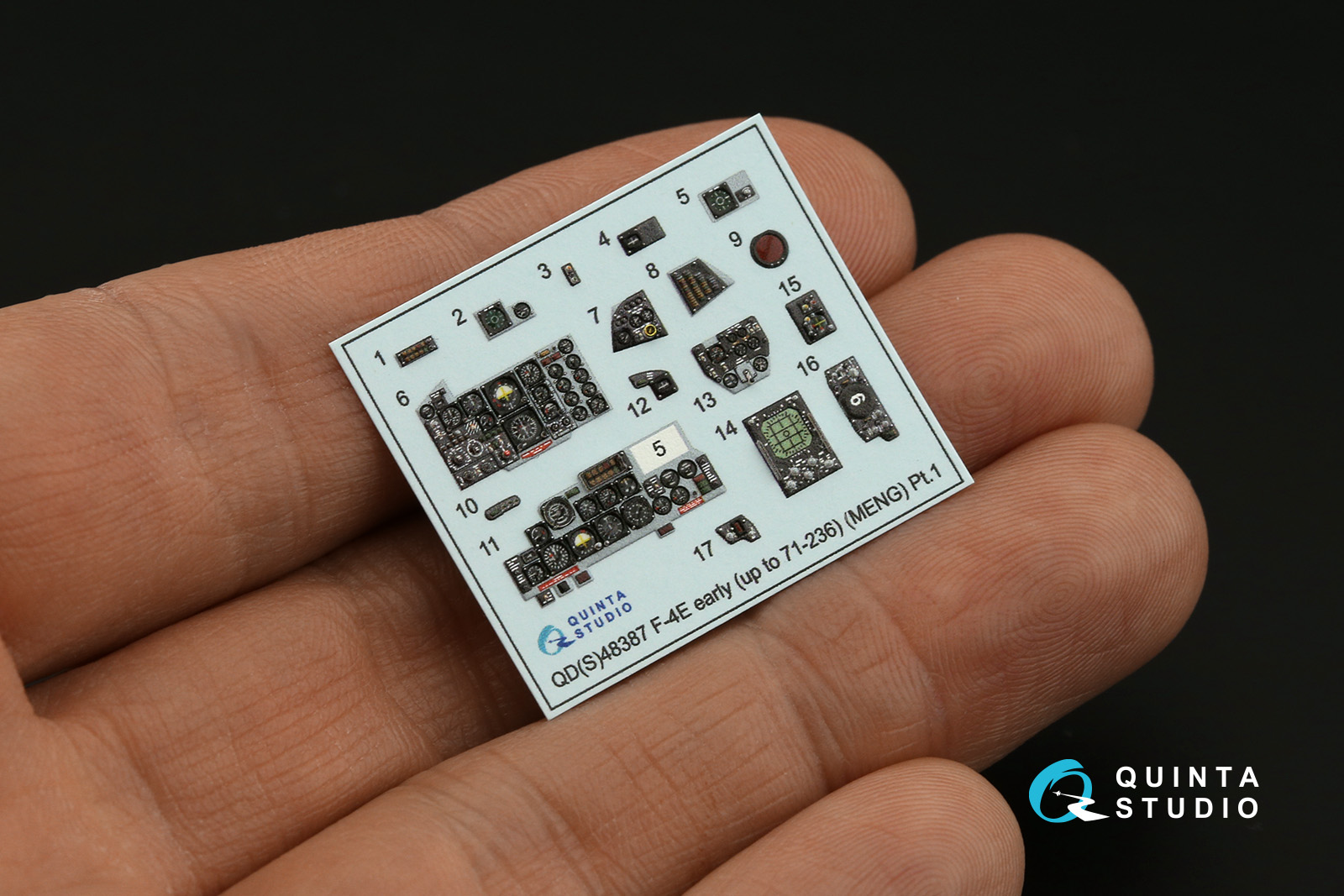 QD+48387 3D Декаль интерьера кабины F-4E early с установленным предкрылком крыла (Meng) (с 3D деталями)