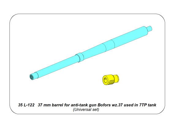 ABR-35-L-122  Дополнения для  37 mm barrel for anti-tank gun Bofors wz.37 used in 7TP tank универсальный набор 1/35