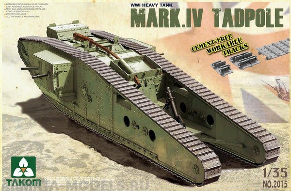 2015Т  WWI Heavy Battle Tank Mark IV Male Tadpole w/Rear mortar  Takom