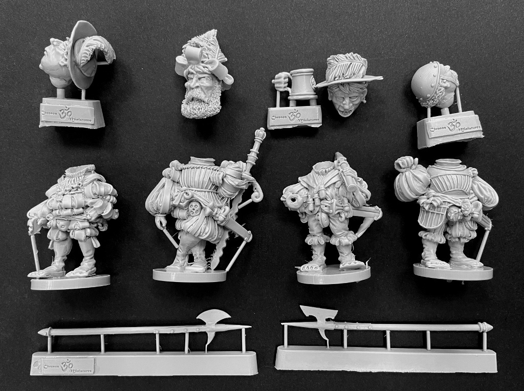 CHM-50.05. Ландцкнехты, набор №1. В комплекте 4 фигуры. Материал - смола. Chronos Miniatures