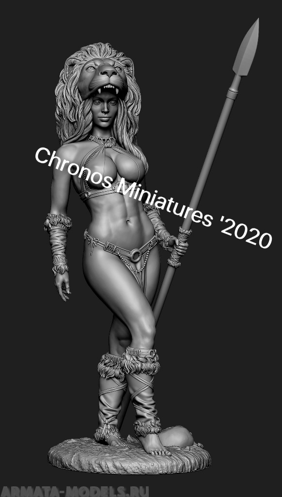 CHM-54224(М). Миры Фэнтези: Дикарка. 54 мм. Материал - белый металл. Chronos Miniatures