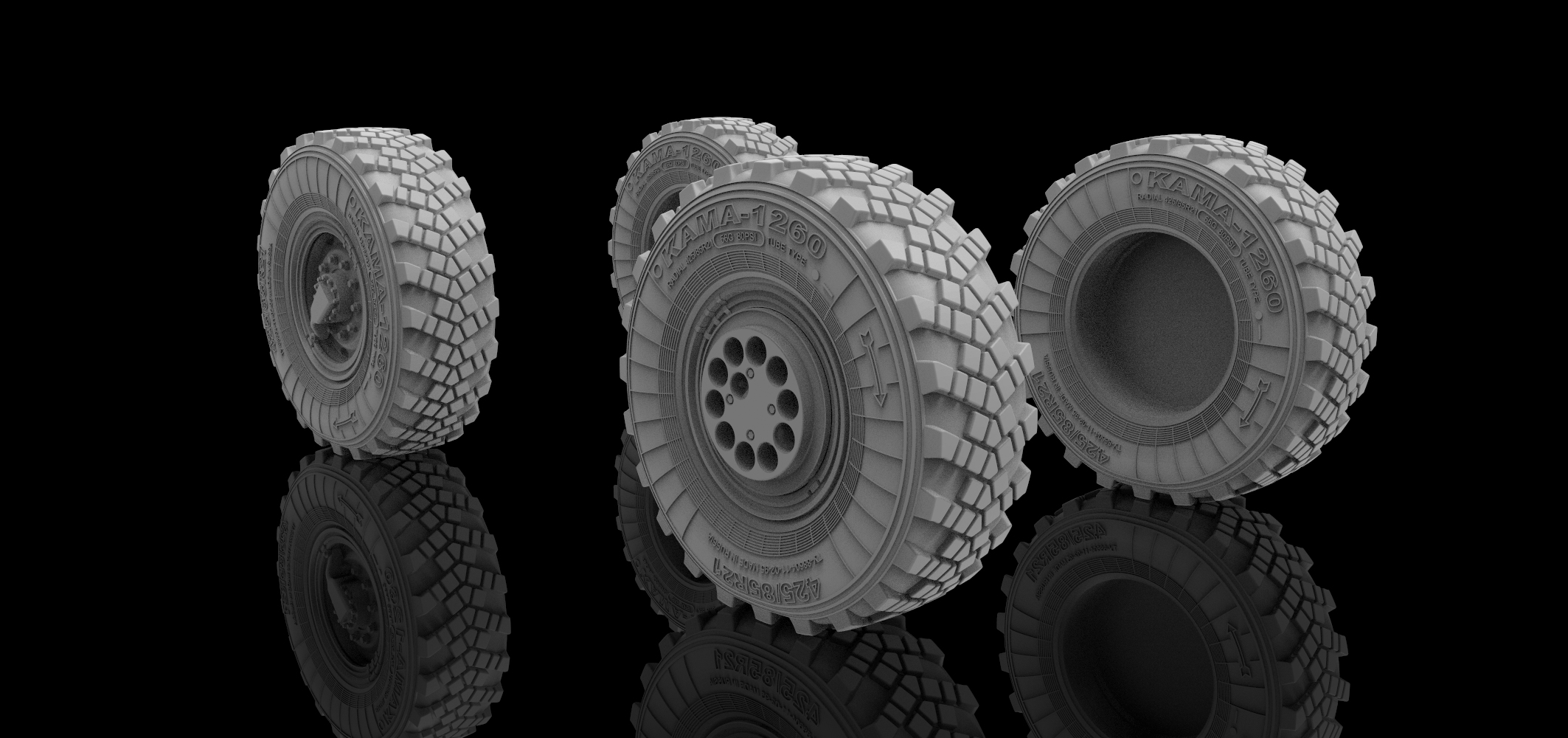 AM3638 Колеса под нагрузкой с защитными колпаками К-4350 Мустанг, 1/35