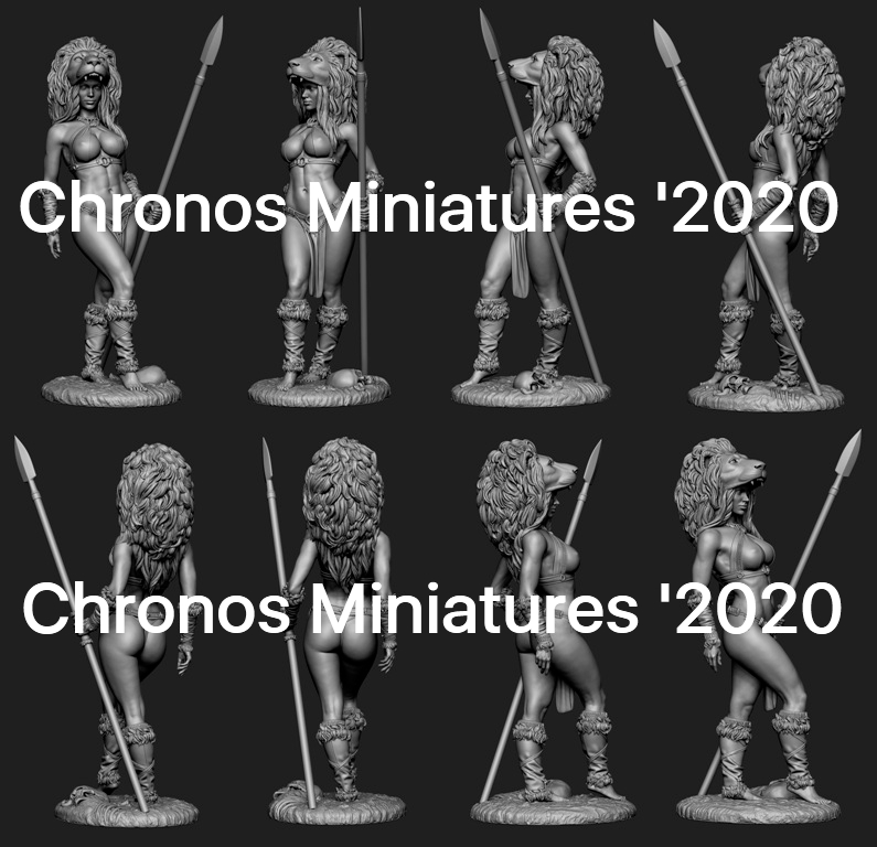 CHM-54224(М). Миры Фэнтези: Дикарка. 54 мм. Материал - белый металл. Chronos Miniatures