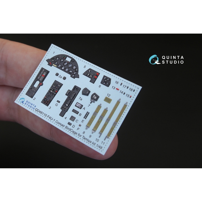 QD48110 3D Декаль интерьера кабины F4U-1 Corsair (Bird cage) (для модели Tamiya)