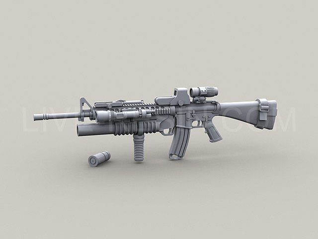 LRE35033 Автоматическая винтовка армии США M16A4 MWS с гранатомётом M203A1 40мм