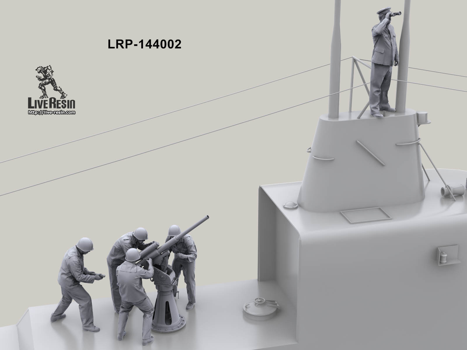 LRP144002 Моряки подводники. Артиллерийский расчет 45мм пушки 21-К и командир - 2. Пять фигур и два варианта пушки