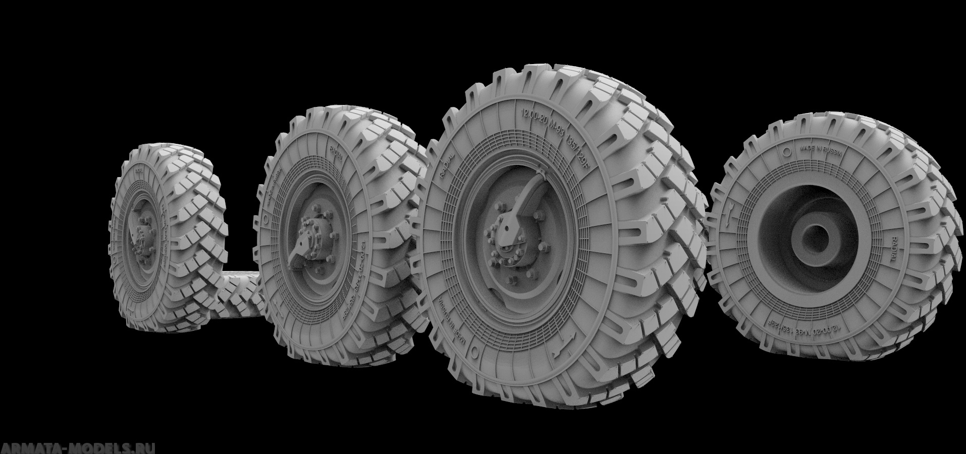 AM3603 Колеса под нагрузкой для АЦ-40, 1/35