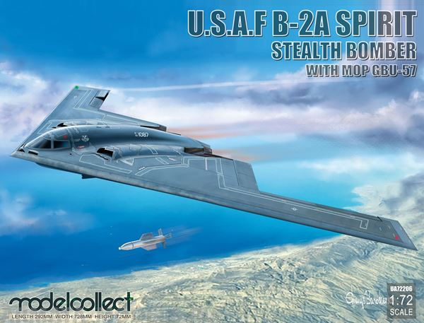 UA72206 NEW USAF B-2A Spirit Stealth Bomber with Mop GBU-57 Modelcollect