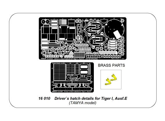 ABR-16-010  Дополнения для  Driver`s hatch details for Tiger I, Ausf.E для Tamiya 1/16