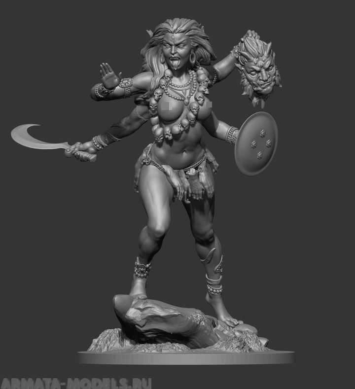 CHM-54150(M). Индийская богиня Кали. 54 мм. Материал – белый металл Chronos Miniatures