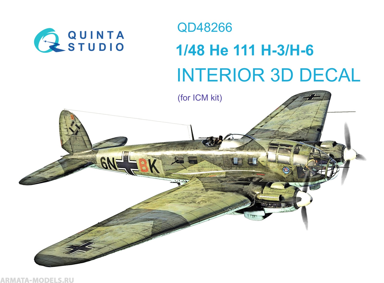 QD48266 3D Декаль интерьера кабины He 111H-3/H-6 (ICM)