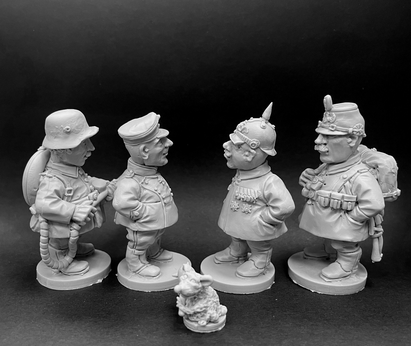 CHM-50.09. WW1: Германская армия №2. В комплекте 4 фигуры. 50 мм. Материал - смола. Chronos Miniatures