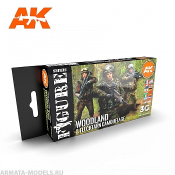 AK11632 Набор красок MODERN WOODLAND AND FLECKTARN CAMOUFLAGES 3G