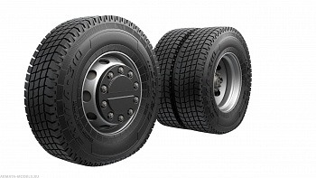 ARM35375 КамАЗ-43253 Набор шоссейных колес под нагрузкой КАМА-310(евро) (6 штук+запаска+балка)