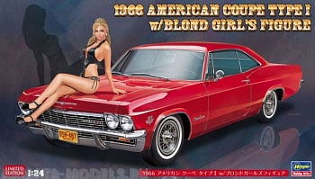 52202 Автомобиль 1966 AMERICAN COUPE TYPE I w/BLOND GIRLS FIGURE  (HASEGAWA) 1/24