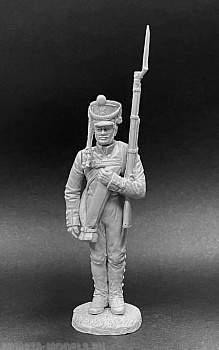 CHM-54268(М). Рядовой мушкетерских (или егерских) полков, Россия 1812-14 гг. (2 варианта голов, 2 варианта рук, 2 варианта патронных сумок, 2 варианта штыковых ножен).  54 мм. Материал - белый металл.