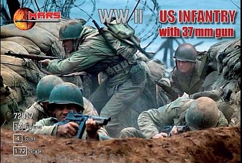 72017MR Фигуры US Infantry with 37mm gun WWII 1/72 Mars