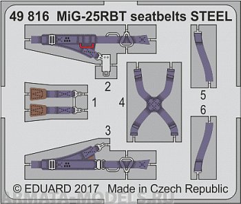 49816 Фототравление для MiG-25RBT seatbelts STEEL для модели ICM
