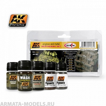 AK087 Набор для везеринга ENGINES AND METAL WEATHERING SET