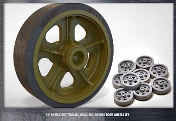 35170 US light tank M3/M3A1/M5 (Stuart), набор сварных катков for Tamiya, Academy, Italery, AFV Club,